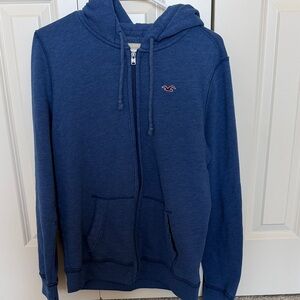 Hollister Men's Zip-Up Blue Sweater